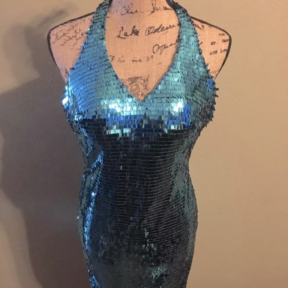 Black by Alexia Designs Dress, Halter Top Sequined